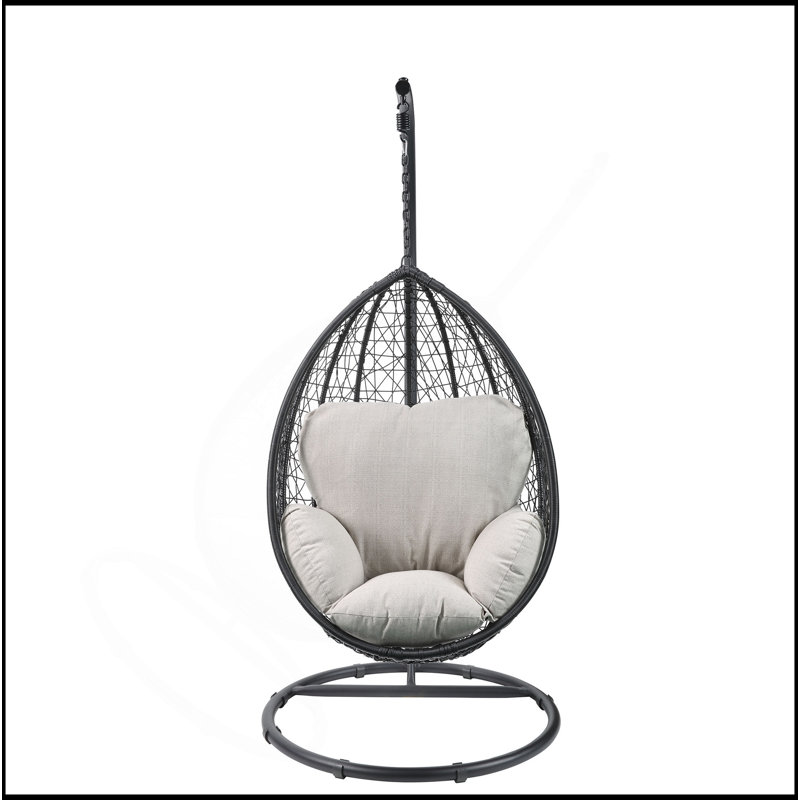 Fauteuil suspendu Simona, Coussin beige, structure noire