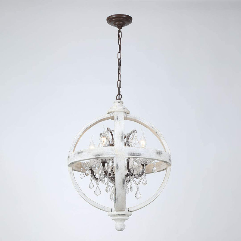 Rhoades 4 - Light Dimmable Globe Chandelier, Rustic Brown