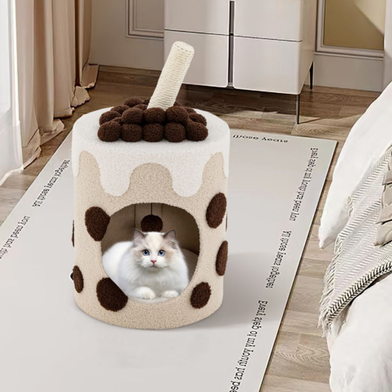 Bubble Tea Cat Tree Tower With Scratching Post, Coffee