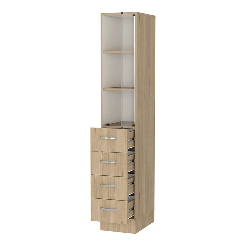 Armoire à linge 3 tiroirs 3 tablettes, Brun