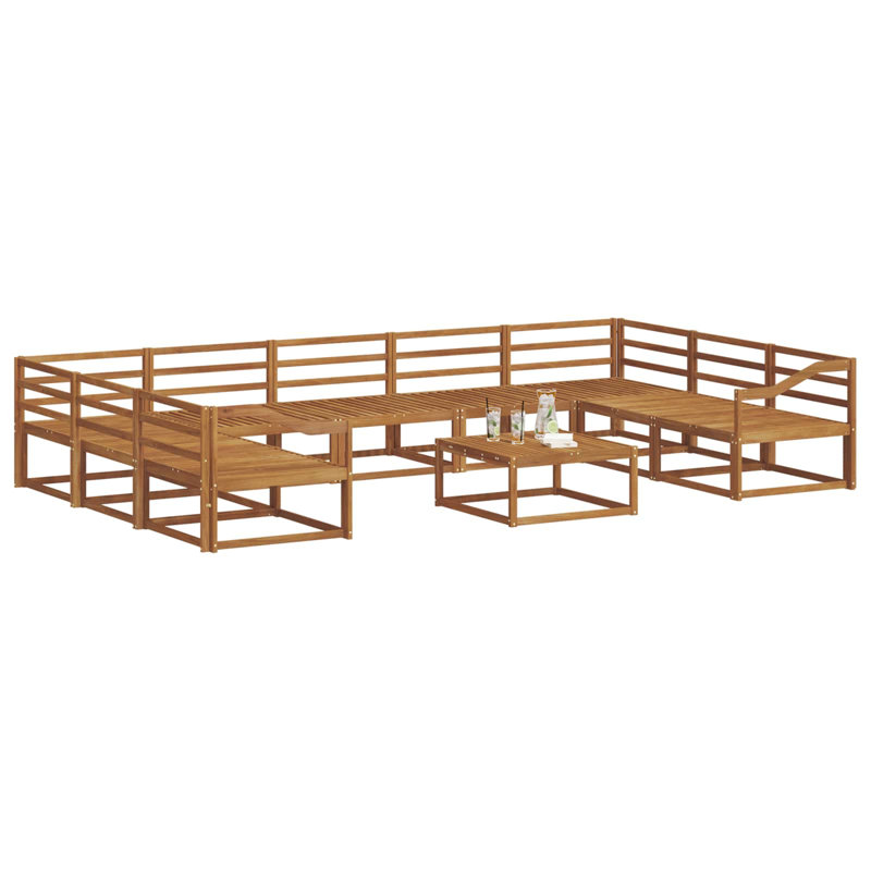  Outdoor Sofa Set 10 Pcs Natural Solid Acacia Wood