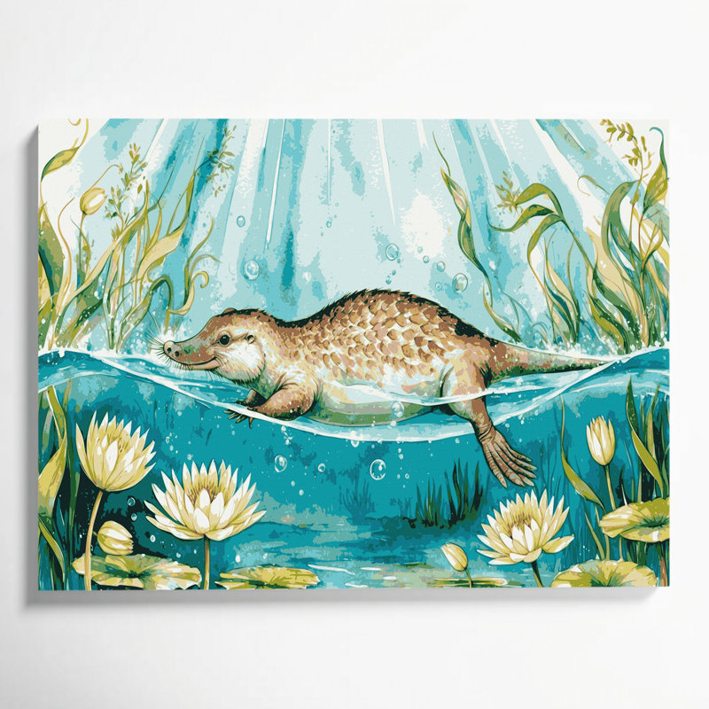 Art animalier sur toile vert, H 20 po x l 24 po
