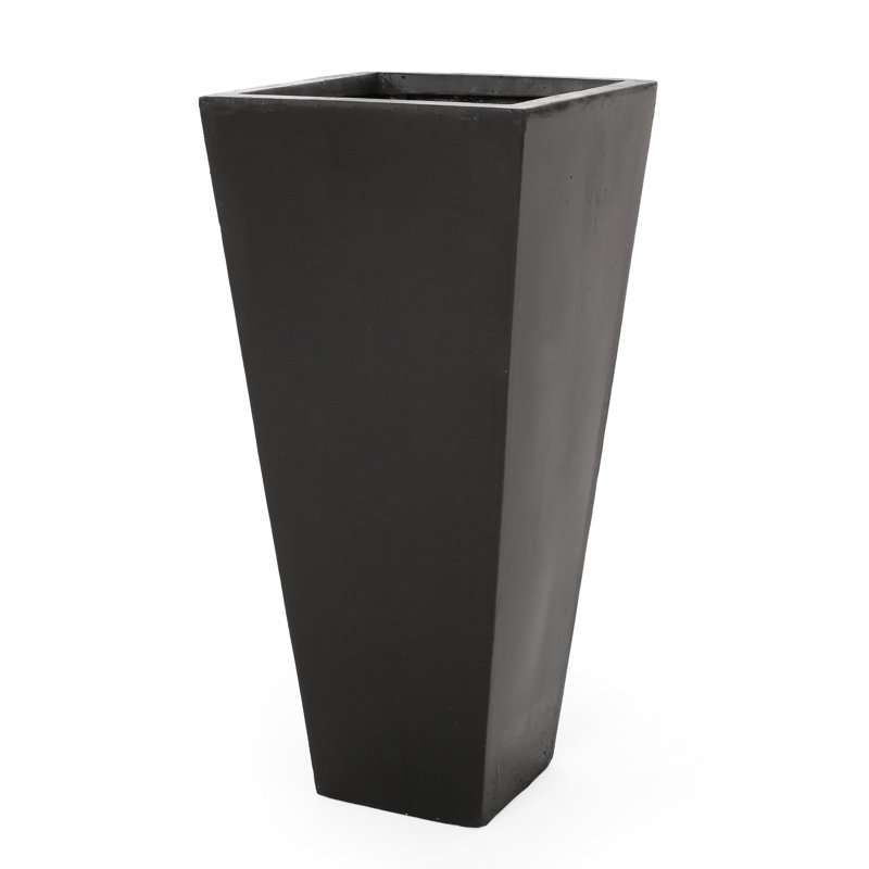 Lightweight Concrete Tapered Flower Pot - 12.73L X 12.73W 28.5H Black Magnesium Oxide For Outdoor No Assembly Required Planter With Form Oxide, Needed