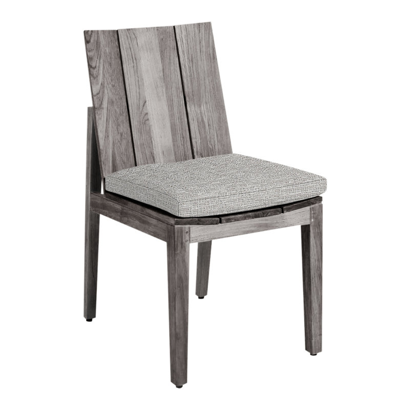 Chaise d'appoint en teck Ashland - Huître, Teck huître, Pas de soudure, Tweed caramel