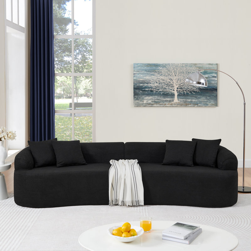 Canapé modulaire incurvé moderne Boneless Soflux, Tissu noir