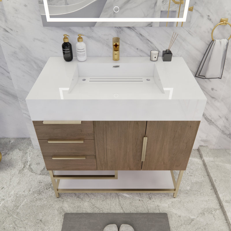 Ensemble de meuble-lavabo simple 36 po Sevara, Chêne clair