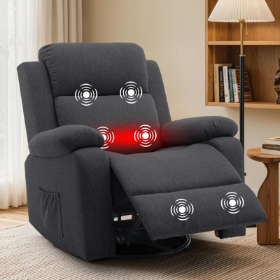 KORSER Recliner Chair ,Recliner With Heat And Massage,360°Swivel Recliners, Rocker Recliner For Adults With Side Pockets
