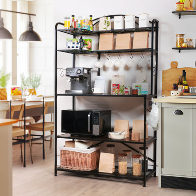 Station de café, support de boulanger de 40 pouces avec prise de courant, tablettes de cuisine à 5 niveaux