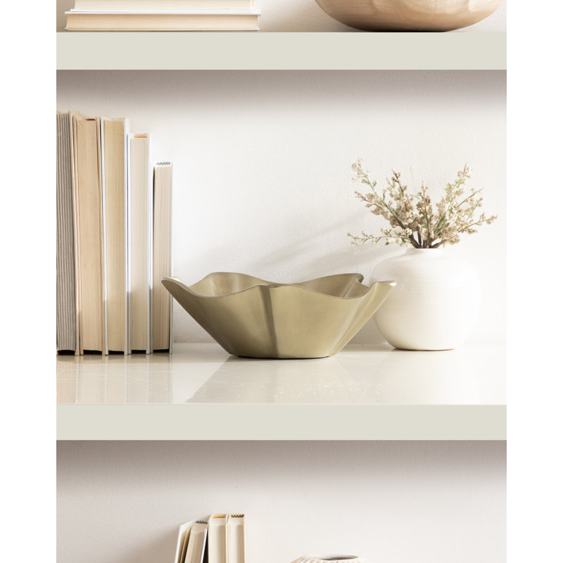 Flutte Wavy Metal Decorative Bowl, Gold