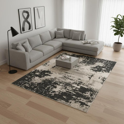 Tapis noir et argent 6 pi x 9 pi