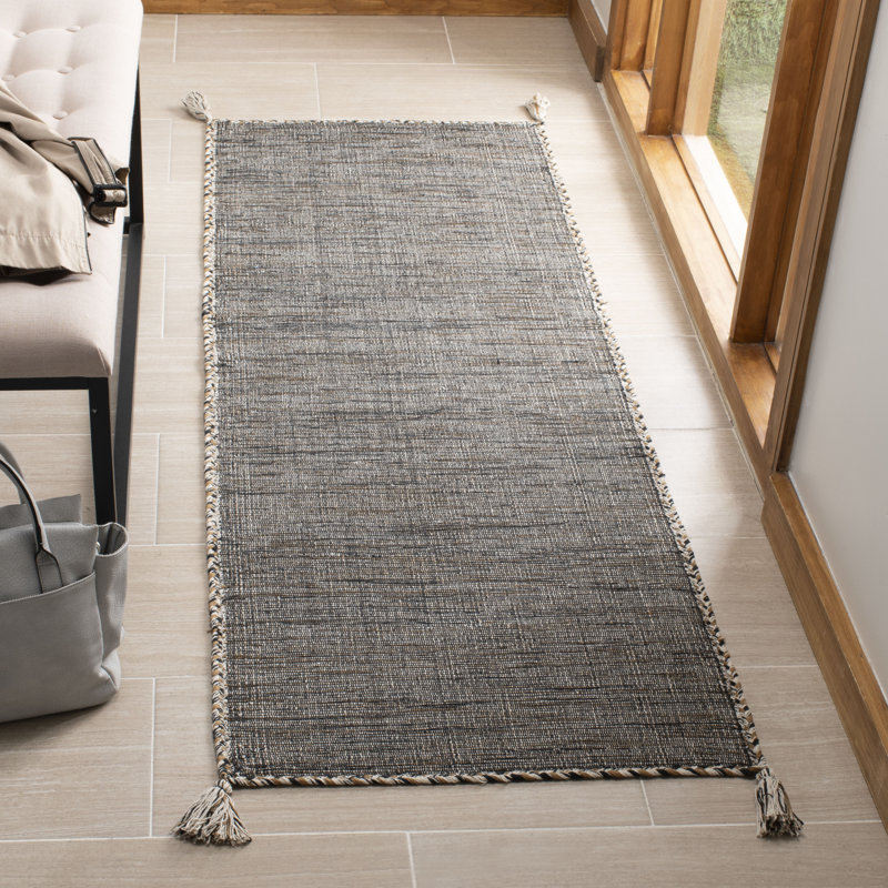 Amaral Hand Woven Cotton Solid Color Rug, Runner 2'3" x 9'
