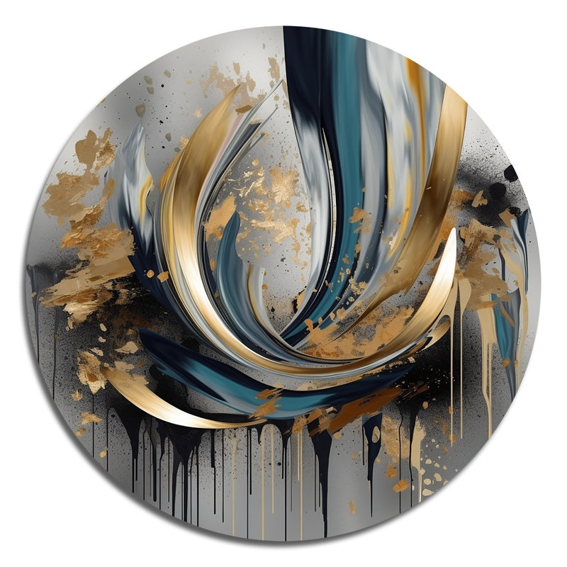 Douglas - Décoration murale abstraite ronde en métal, H 16 po x l 16 po