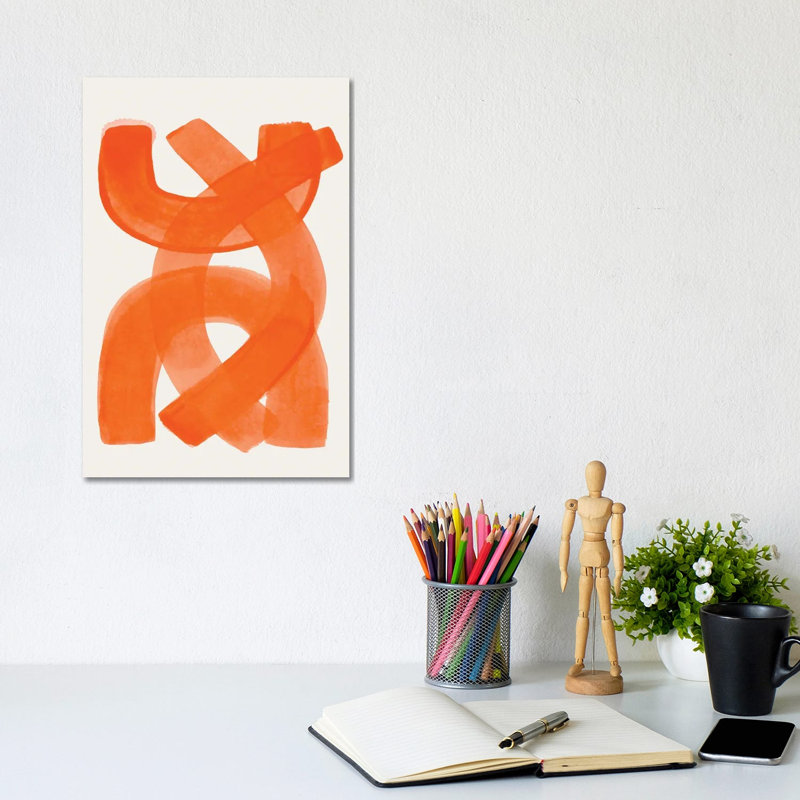 Orange Brush Strokes by EnShape - Wrapped Canvas Print, 20.32 cm H x 30.48 cm W