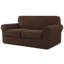 Housse de canapé en jacquard extensible 3 pièces, housse pour canapé pour 2 coussins, protecteur de meubles lavable à la machine (causeuse, chocolat)-1530418325
