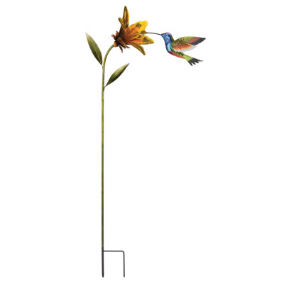 Hummingbird Flower Metal Garden Stake