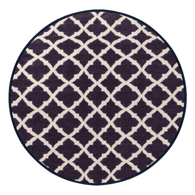 Machine Washable Trellis Purple Area Rug