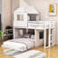 Lit superposé double en bois avec maisonnette en bois-1679415949