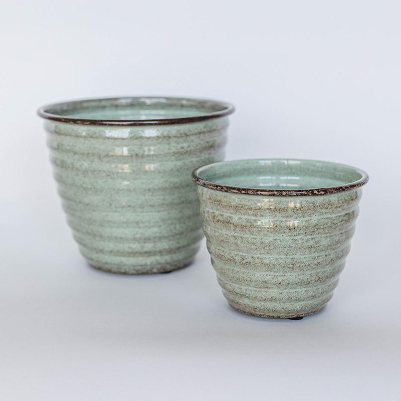Set Of 2 Green Avondale Planters, Green