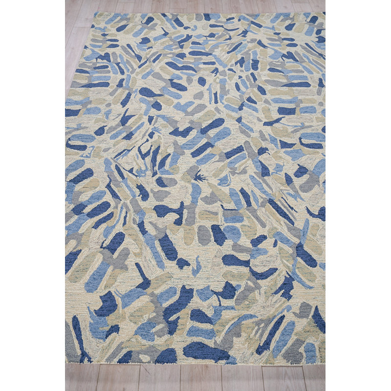 Botanica Navy/Ivory/Multi New Zealand Wool hand-tufted Area Rug, Rectangle 10' x 14'