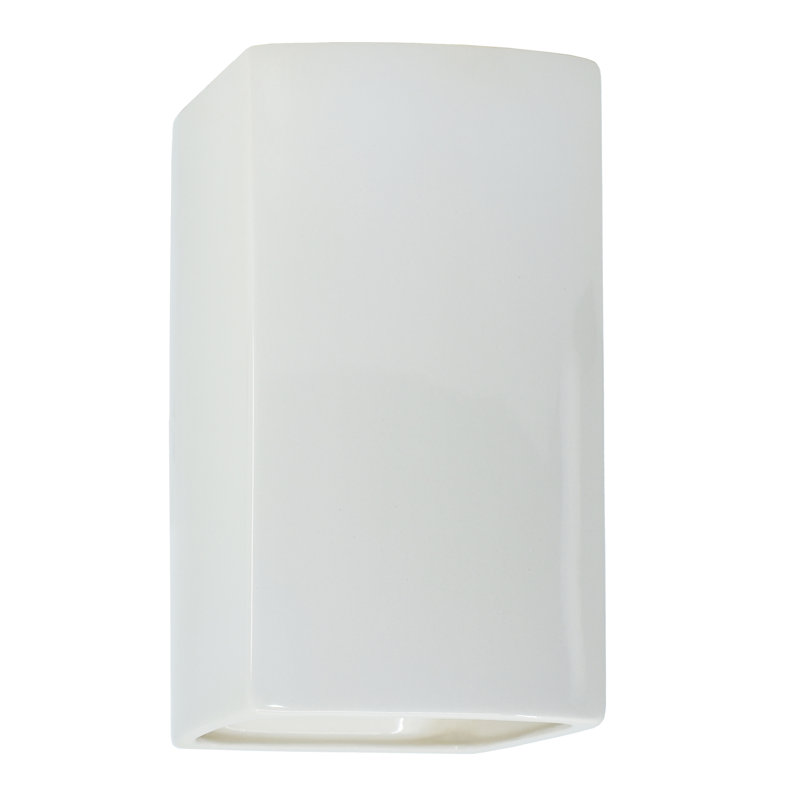 1 - Light Flush Mounted Sconce, Gloss White, Yes, 13.5" H x 7.25" W x 6.5" D