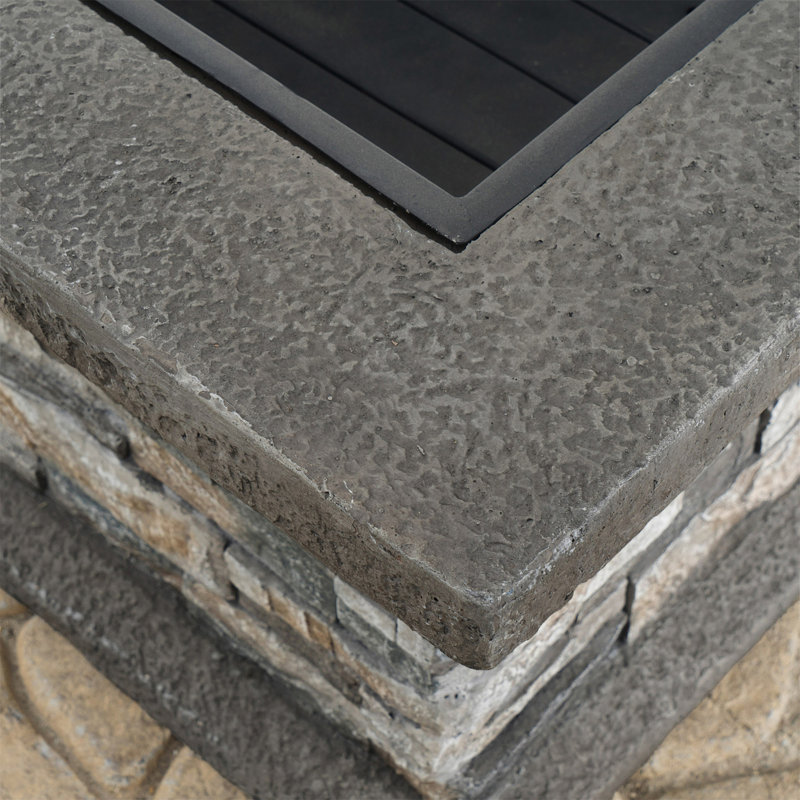 28" SQUARE MGO FIRE PIT, Stone Gray, 17.1" H x 29" W x 29" D