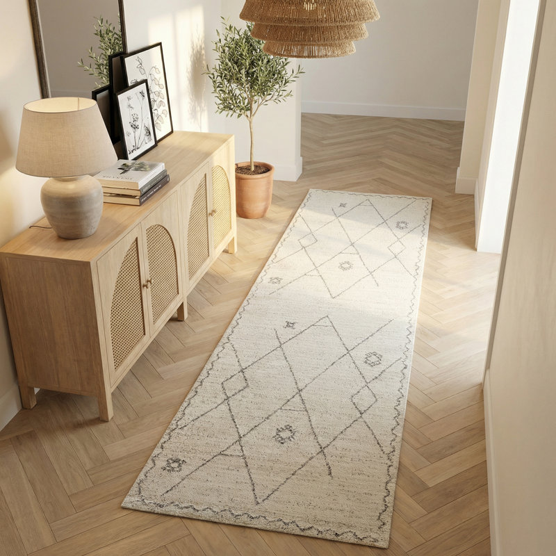 Tapis de couloir intérieur beige / crème 2 pi x 8 pi (2 pi 3 po x 8 pi) Nivara, Tapis de couloir 2 pi 3 po x 8 pi 1 po