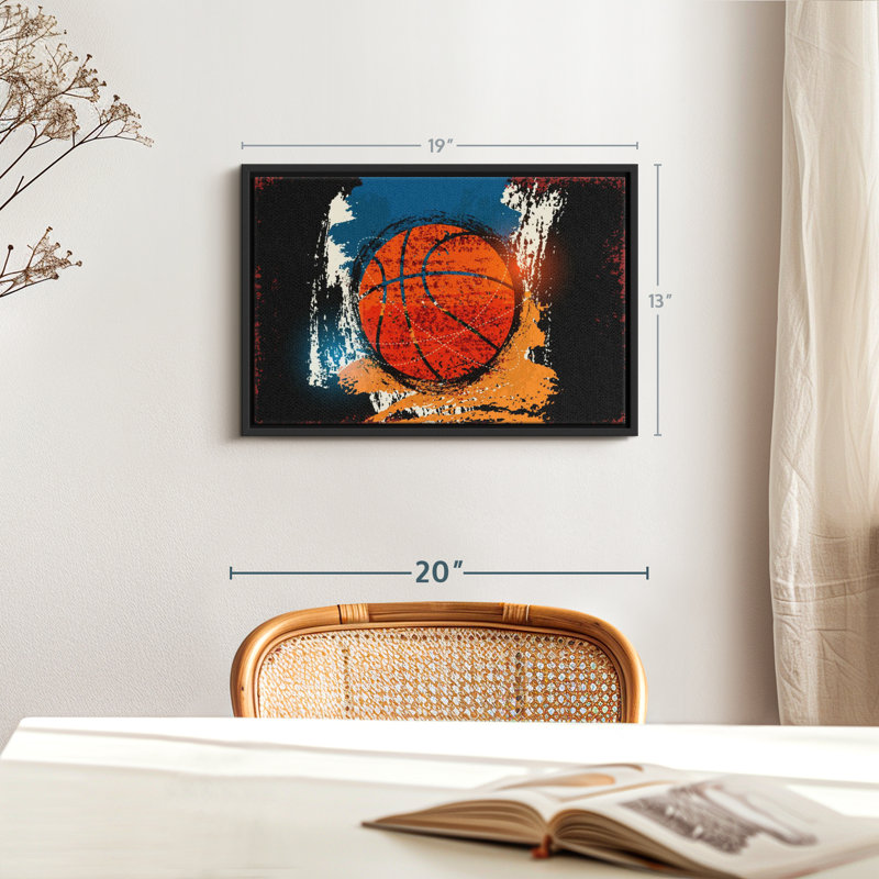 Impression sur toile Basketball Grunge, H 13 po x l 19 po
