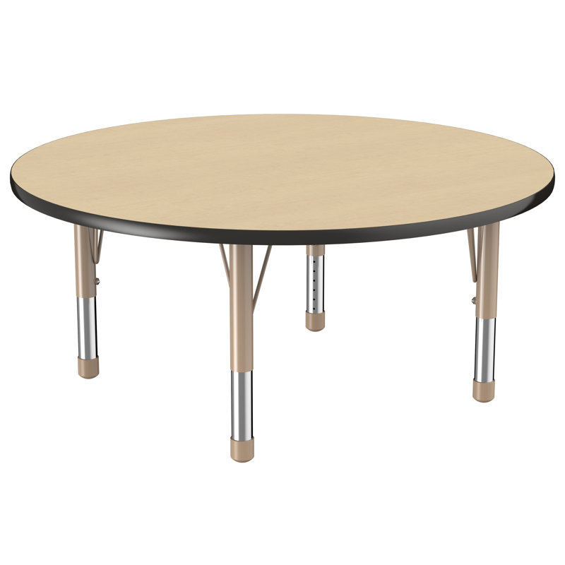 Table ronde à hauteur réglable, 48", Érable / noir / sable, Épais