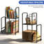 Carton Cart, Organisateur en carton à deux niveaux avec 8 compartiments réglables, Station de rangement mobile avec roulettes verrouillables, pour le bureau, la vente au détail et la maison