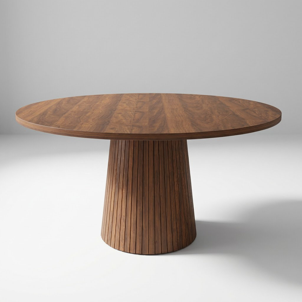 Ebern Designs Modern Farmhouse Round Dining Table for 4 with Wood Strip ...