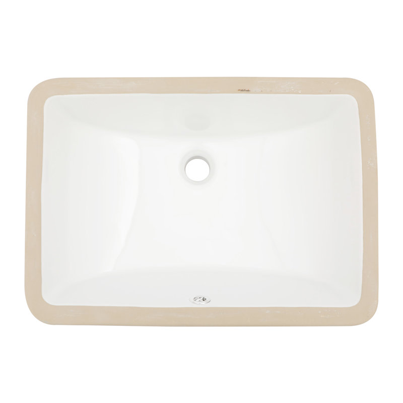 White Ceramic Bathroom Undermount Sink With Overflow - Stain , For Office And Use Different Uses, 19"