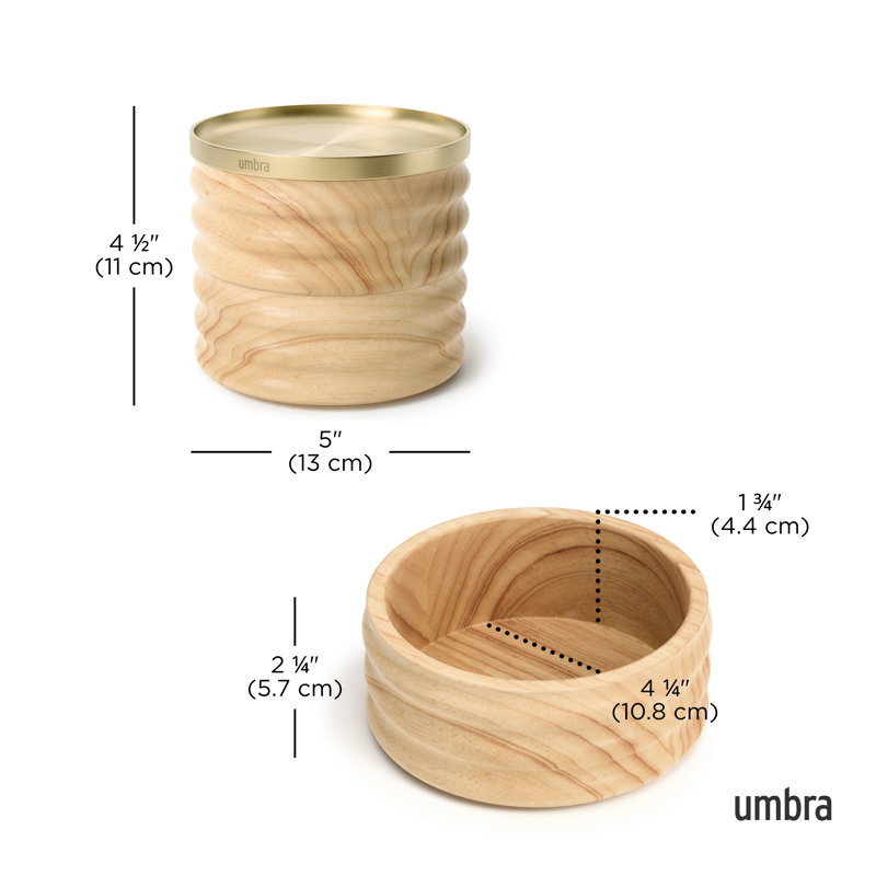 Natural Wood and Brass Two-Tier Jewelry Box