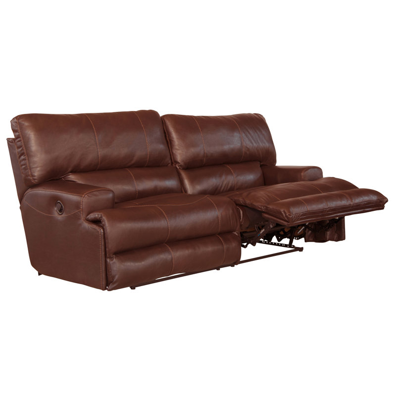 Anjuman 93" Leather Match Reclining Sofa, Walnut Leather Match, Manual, No