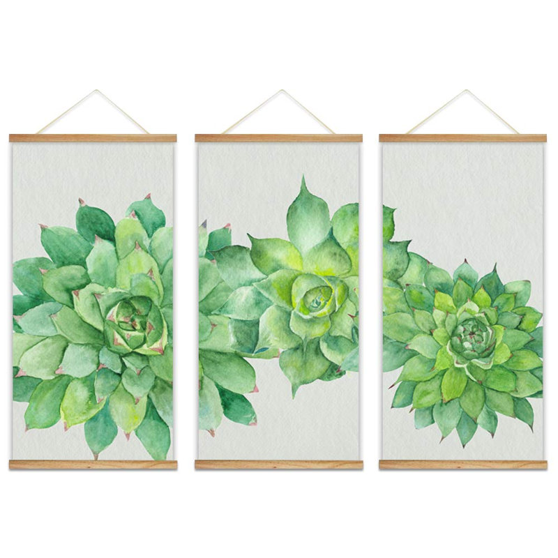 Succulente affiche botanique suspendue florale avec cadres en bois