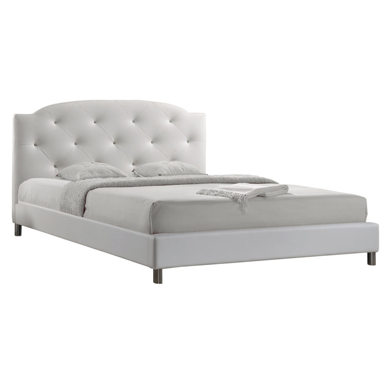 Metabel Upholstered Bed, White, Full
