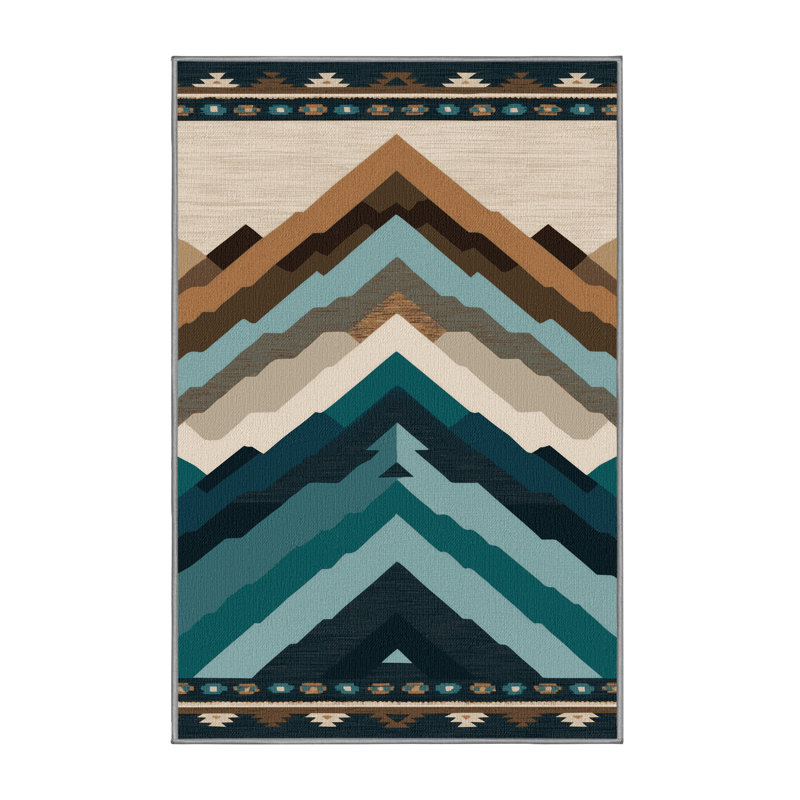 Washable Mountain Ridge Southwestern Area Rug, Rectangle 6' x 9'