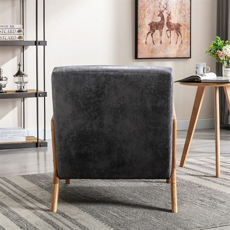 Chaise rembourrée en microfibre de style rétro, Microfibre gris clair