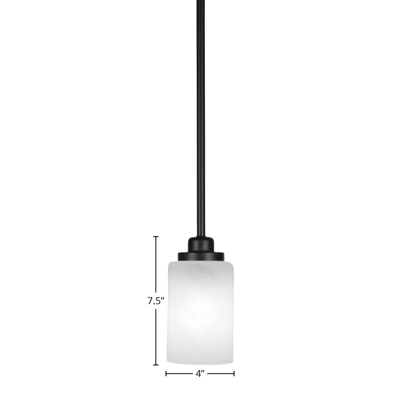 Mini-luminaire suspendu 1 lumière Odyssey, Noir mat, Blanc