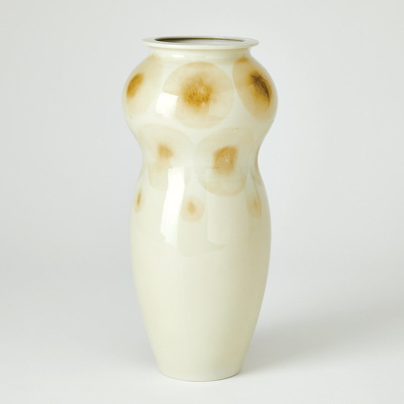 Handmade Porcelain China Table Vase, Taupe