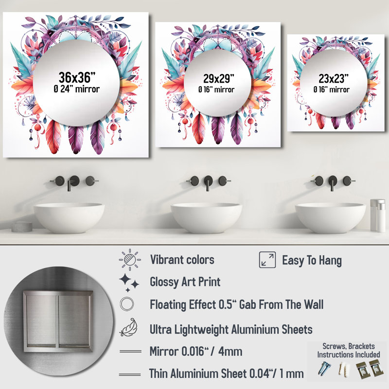 Walentin - Miroir décoratif carré Dream Catcher, 29 po x 29 po