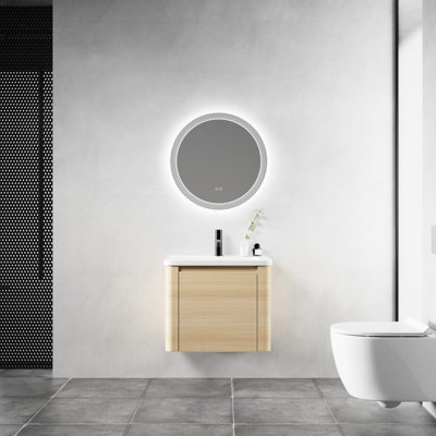 24'' Bathroom Vanity With White Ceramic Sink, Soft-Close Door, Kd Packing, Plywood, American Oak - Stylish Vanity, Quiet Usage, Rounded Edges, Easy Maintenance Modern Style, Assembly, Scratch- Surface