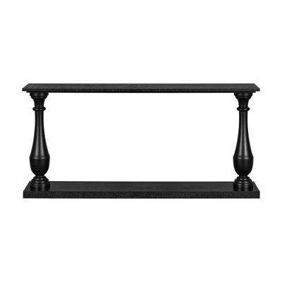 U_STYLE Vintage Sofa Table With Luxurious Black Pine Veneer - Elegant Vase-Leg Console Table For Living Room, Entryway, Or Bedroom, American Traditional Design