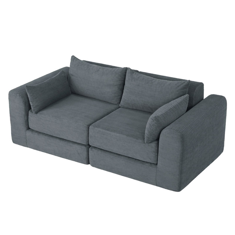Canapé double modulaire 71 pouces 2 places, Grey Corduroy