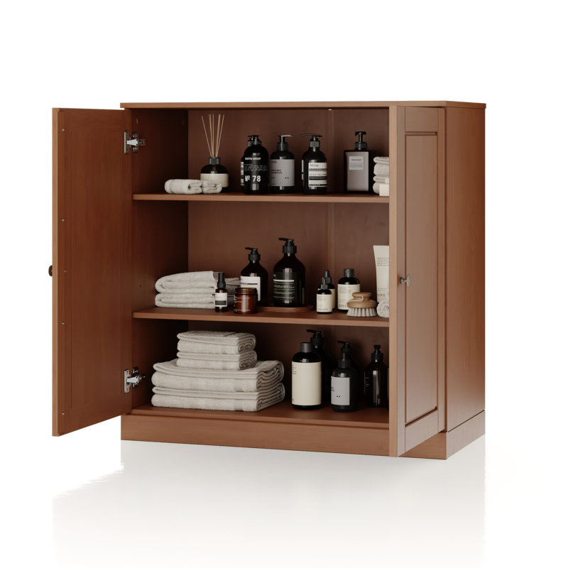Armoire de salle de bain en bois massif l 32 po Melvous, Moka