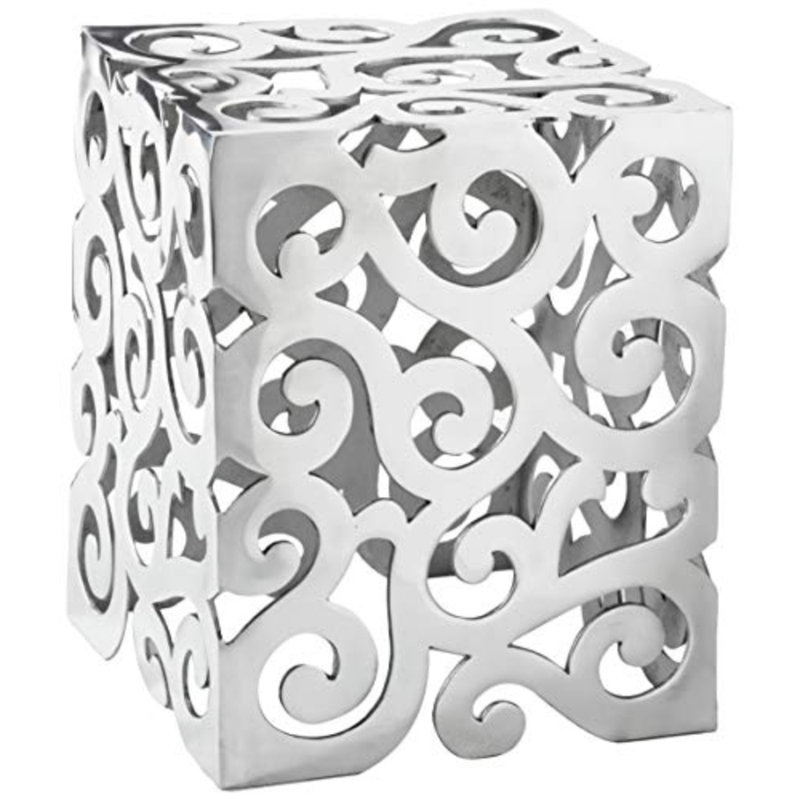 Silver Aluminum Square End Table