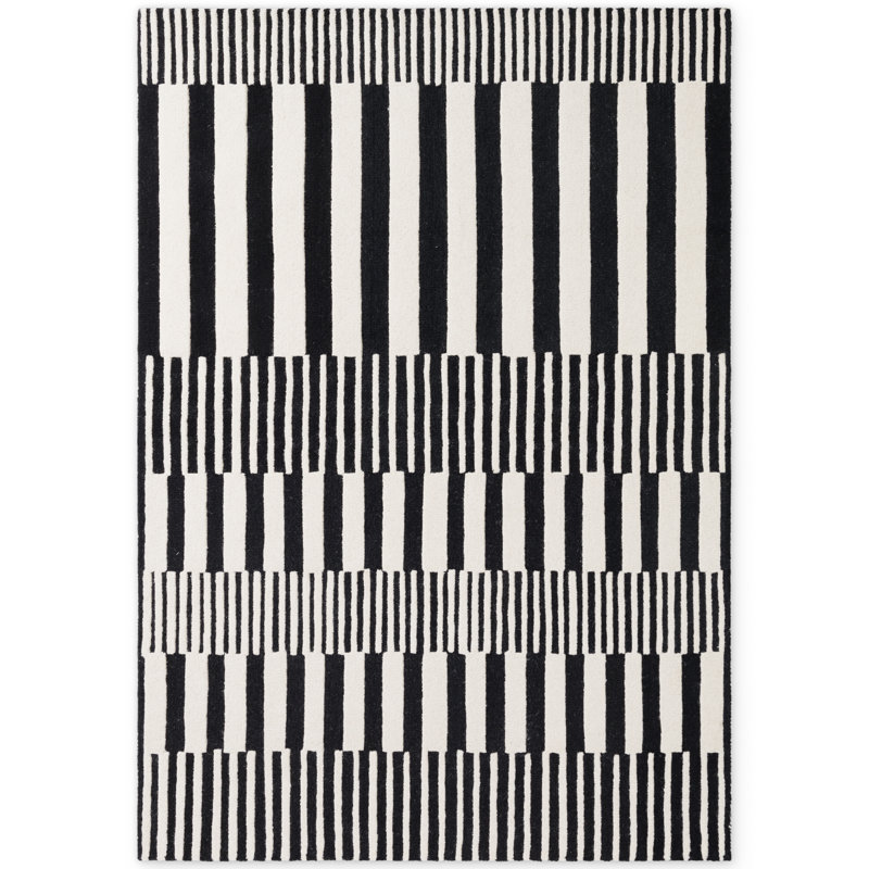 Stryve Striped Wool Hand Woven Area Rug, Rectangle 160 x 230 cm