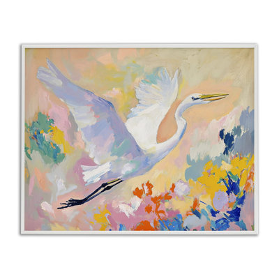 Heron & Abstract Botanicals Framed Giclee Art by Ramona Murdock