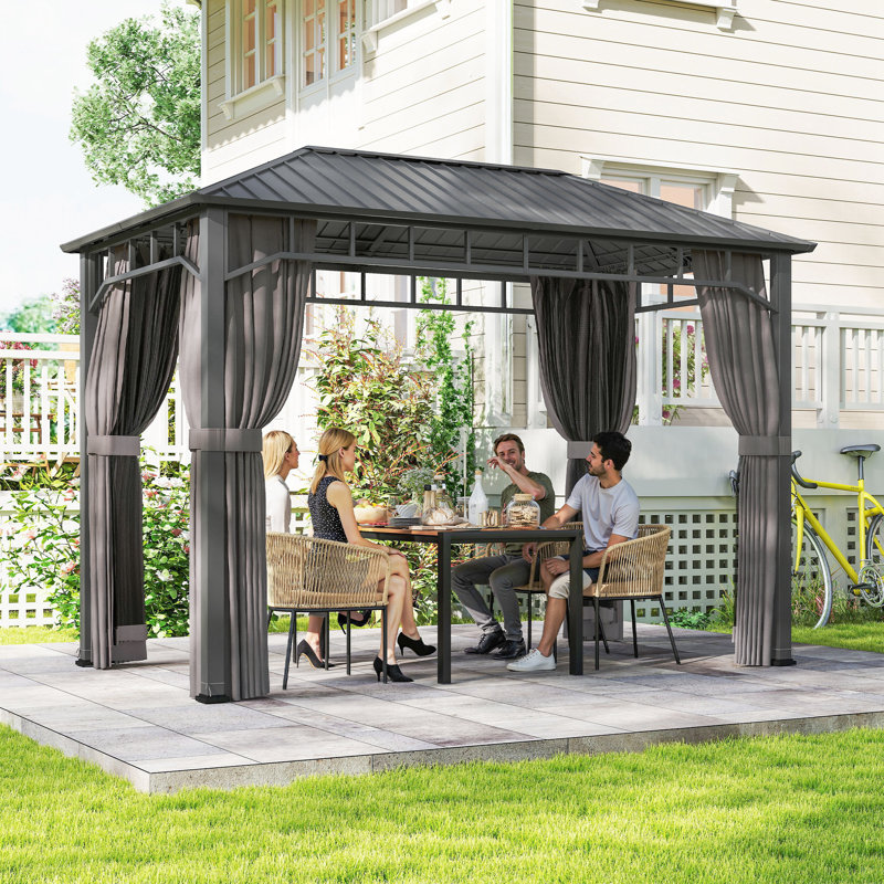 Outsunny 3 x 3(m) Hardtop Gazebo with Galvanised Steel Roof Waterproof