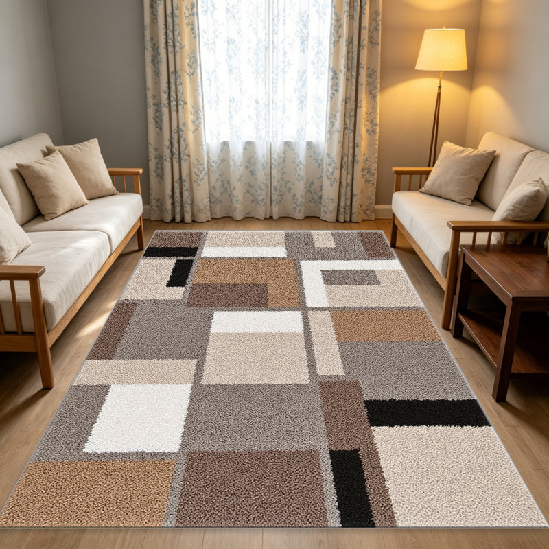 Tapis 1pc Earthy Block Abstract, Rectangle 3 pi 4 po x 5 pi 4 po