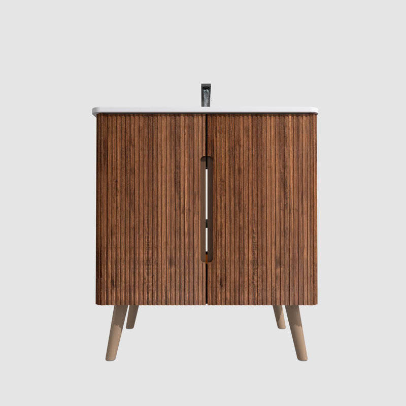 30" Striped Walnut Bathroom Vanity with Sink